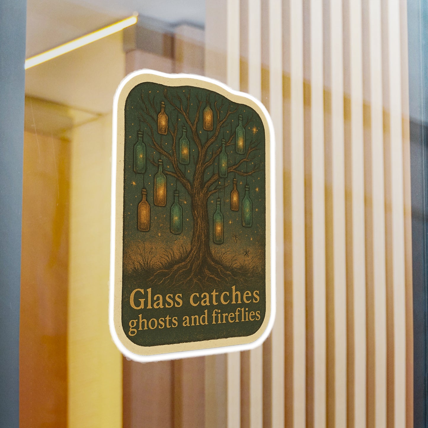 Whimsical Ghost & Firefly Vinyl Decals, Aesthetic Window Stickers, Home Decor, Nature Lover Gifts, Unique Wall Art, Halloween Decor