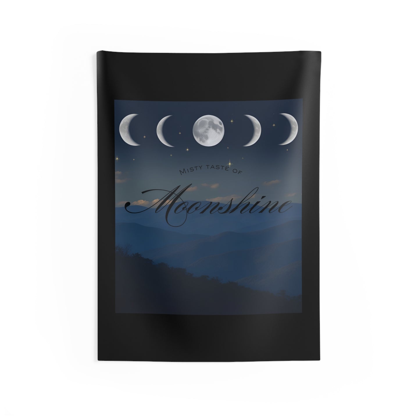 Misty Taste of Moonshine Wall Tapestry, Celestial Decor for Home, Boho Wall Hanging, Moon Phases Art, Bedroom Wall Decor
