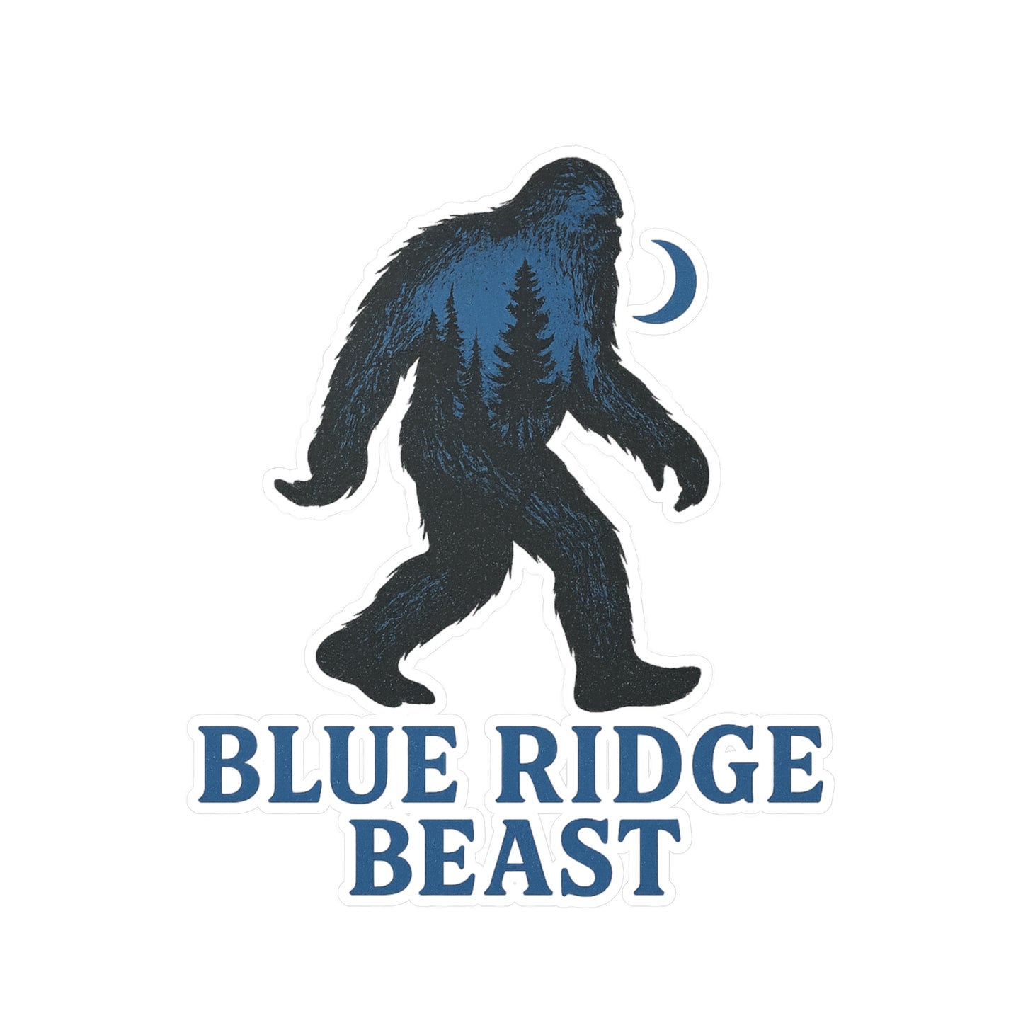 Bigfoot-Themed Kiss-Cut Vinyl Decals, Blue Ridge Beast Stickers for Laptop, Car, Wall Decor, Outdoor Adventure, Gift for Nature Lovers