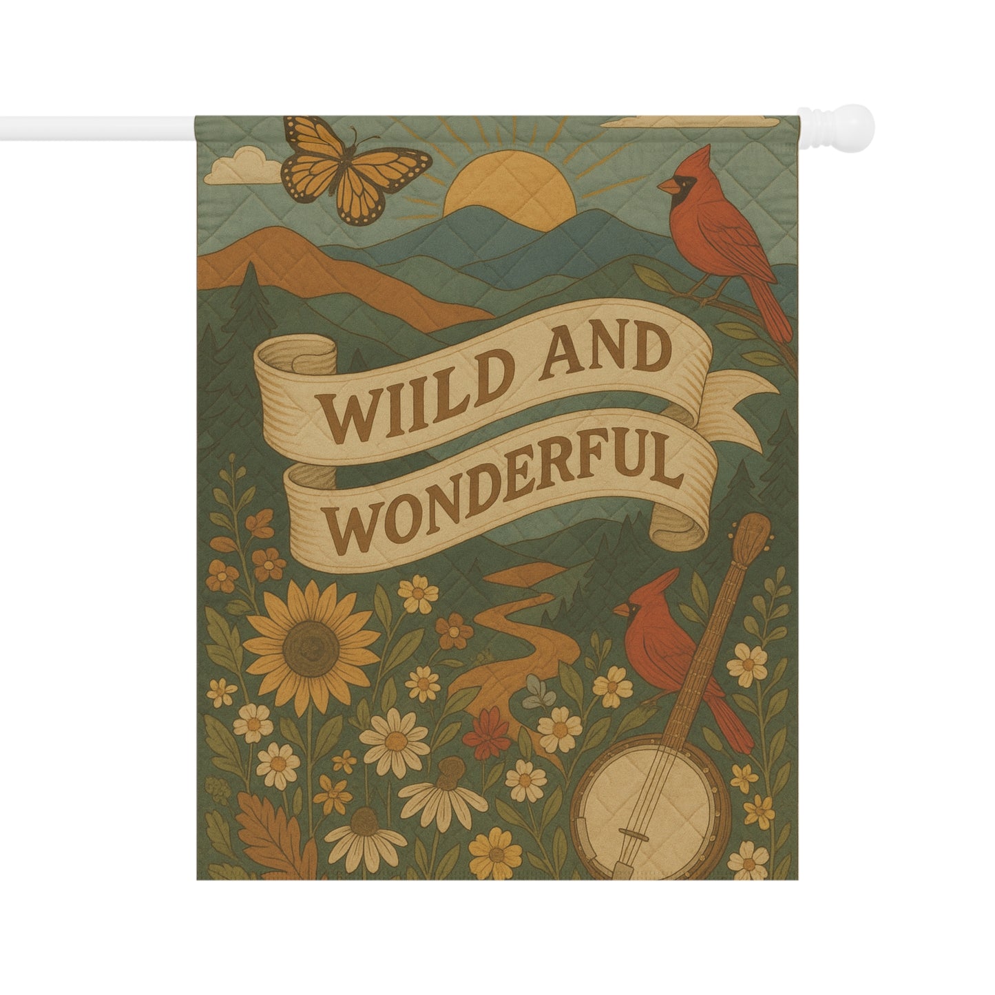 Wild and Wonderful Garden Flag, Boho Outdoor Banner, Rustic Home Decor, Nature Lover Gift, Spring/Summer Decoration, Garden Art