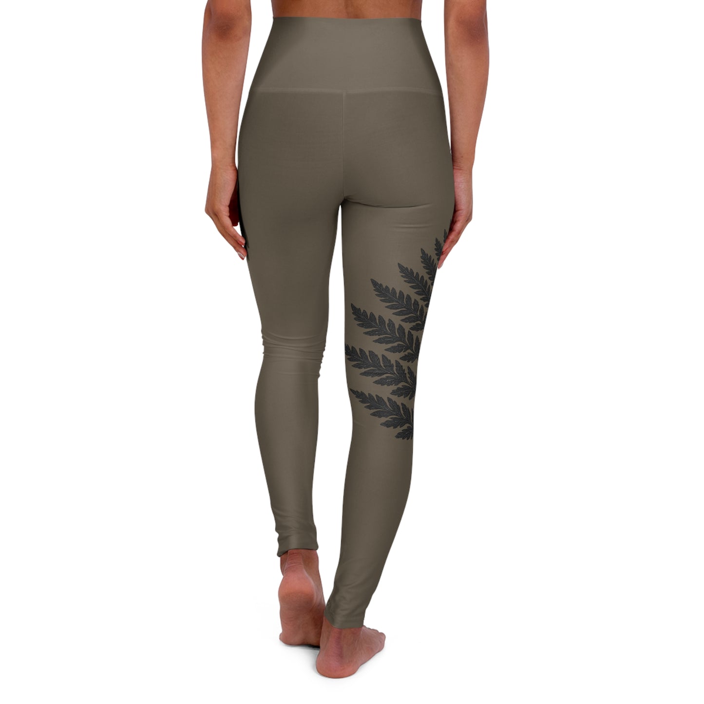 Wild Waters Taupe Fern Yoga Leggings – Nature-Inspired High-Waisted Activewear