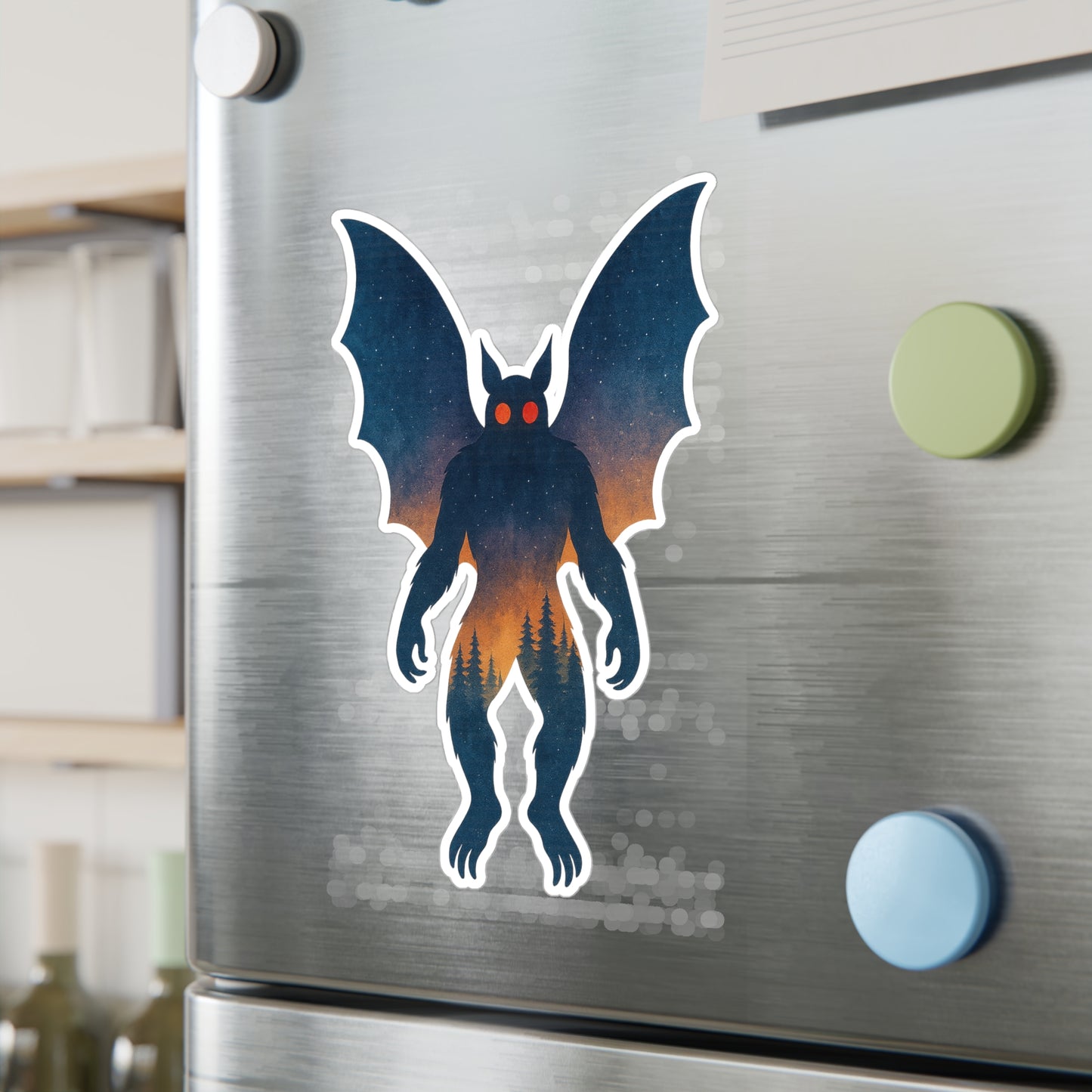 Mothman in Twilight – Cryptid Forest Silhouette Sticker