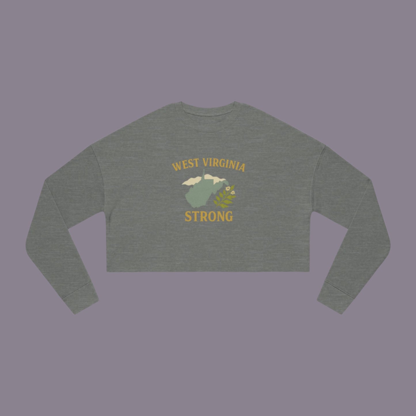 West Virginia Mountain Strong Retro Folk Cropped Sweatshirt, Vintage Women's WV Pullover, Boho Chic Graphic Top, Mountain Lover Gift, WV