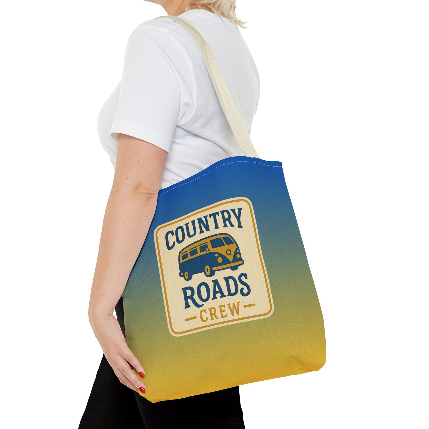 Country Roads Crew Tote Bag - Stylish Canvas Bag for Road Trips, Travel, Adventure, Vacation, Gift Idea