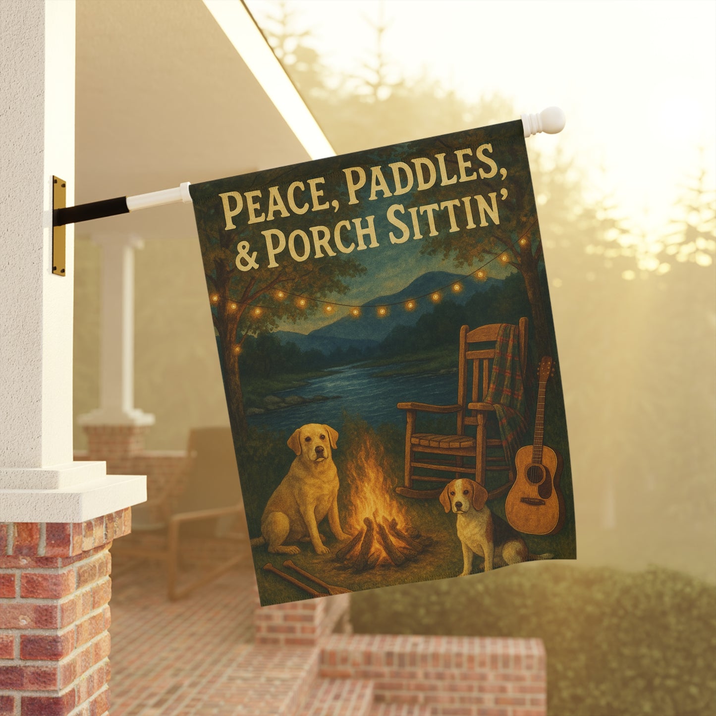 Cozy Garden Banner, Outdoor Decor, Porch Welcome Flag, Campfire Vibes, Dog Lover Gift, Summer Decor