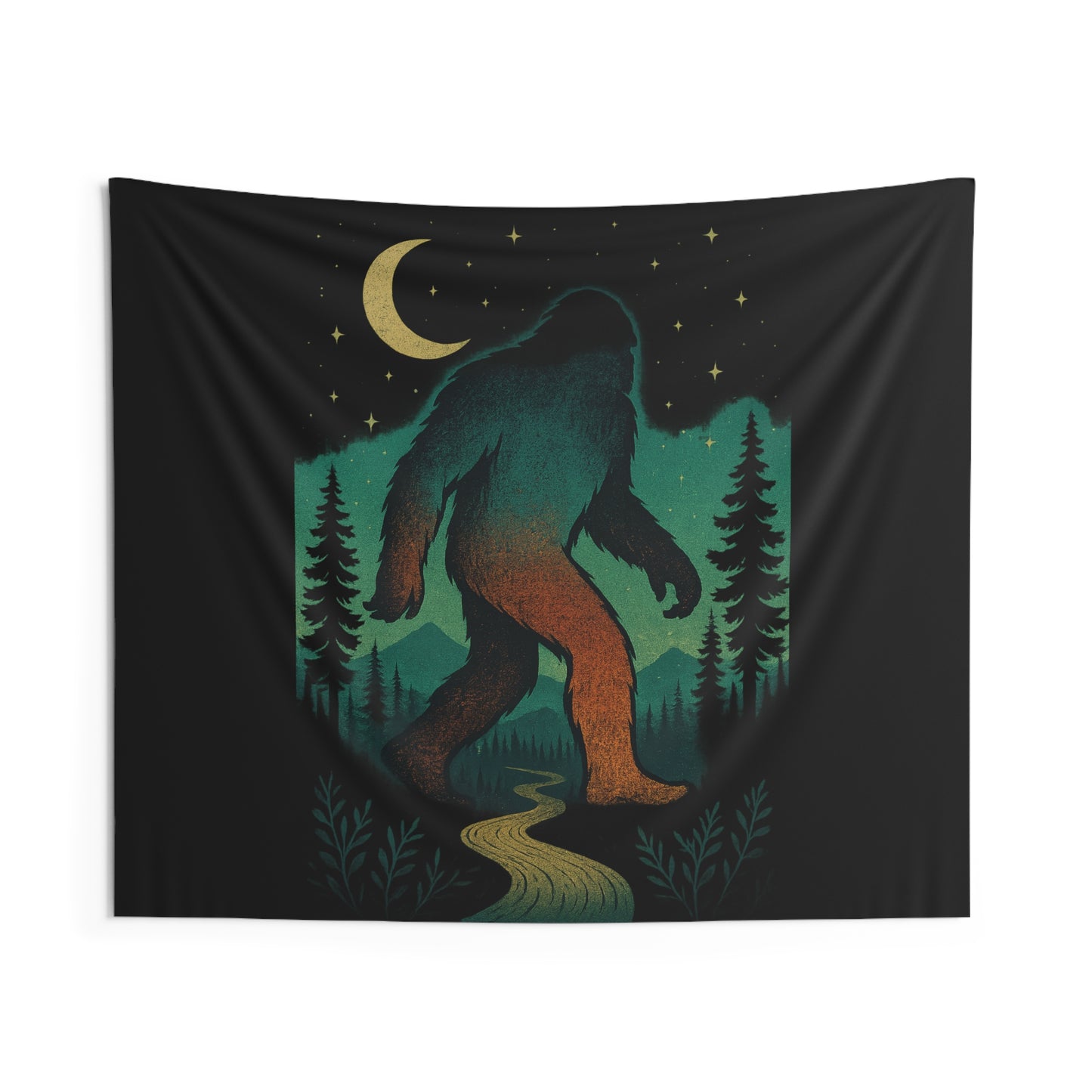 Midnight Forest Bigfoot Tapestry