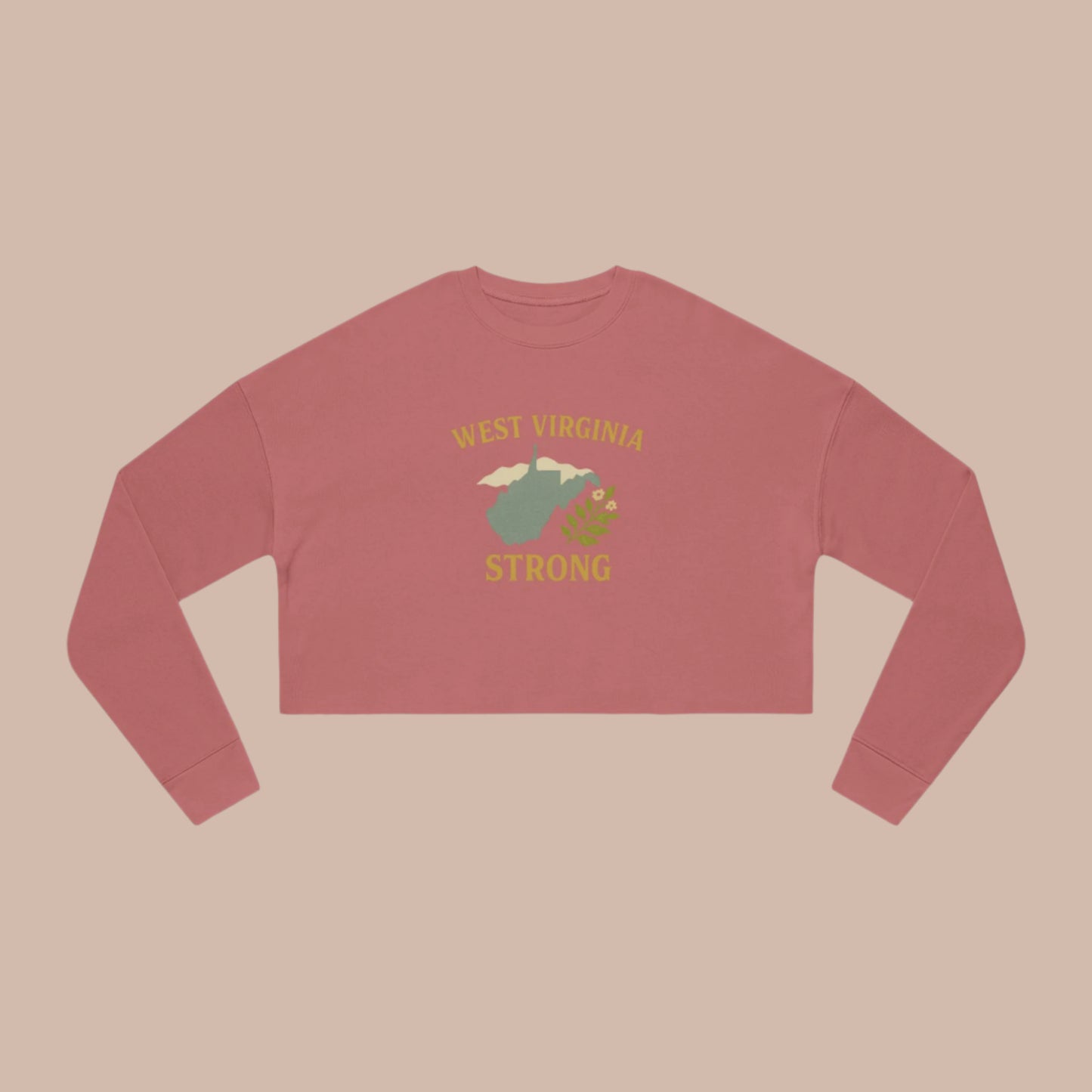 West Virginia Mountain Strong Retro Folk Cropped Sweatshirt, Vintage Women's WV Pullover, Boho Chic Graphic Top, Mountain Lover Gift, WV