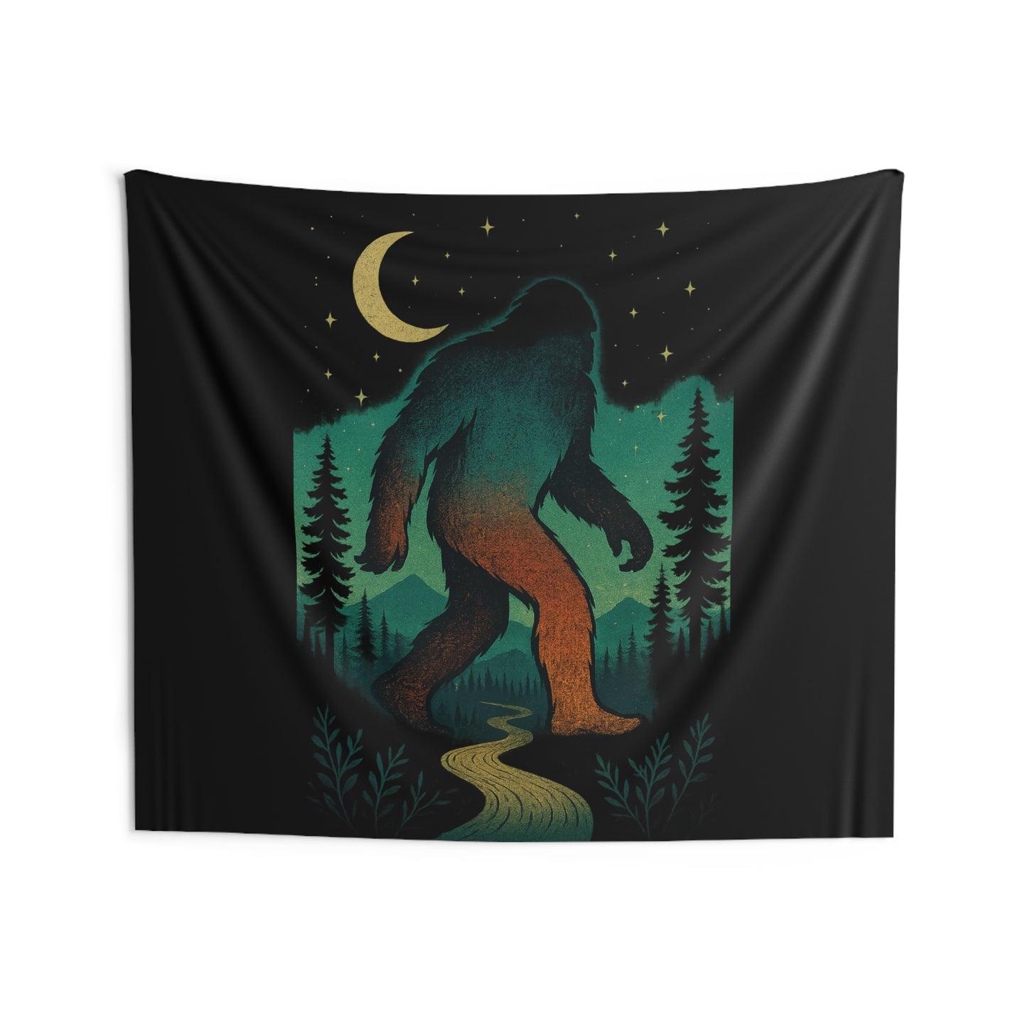 Midnight Forest Bigfoot Tapestry