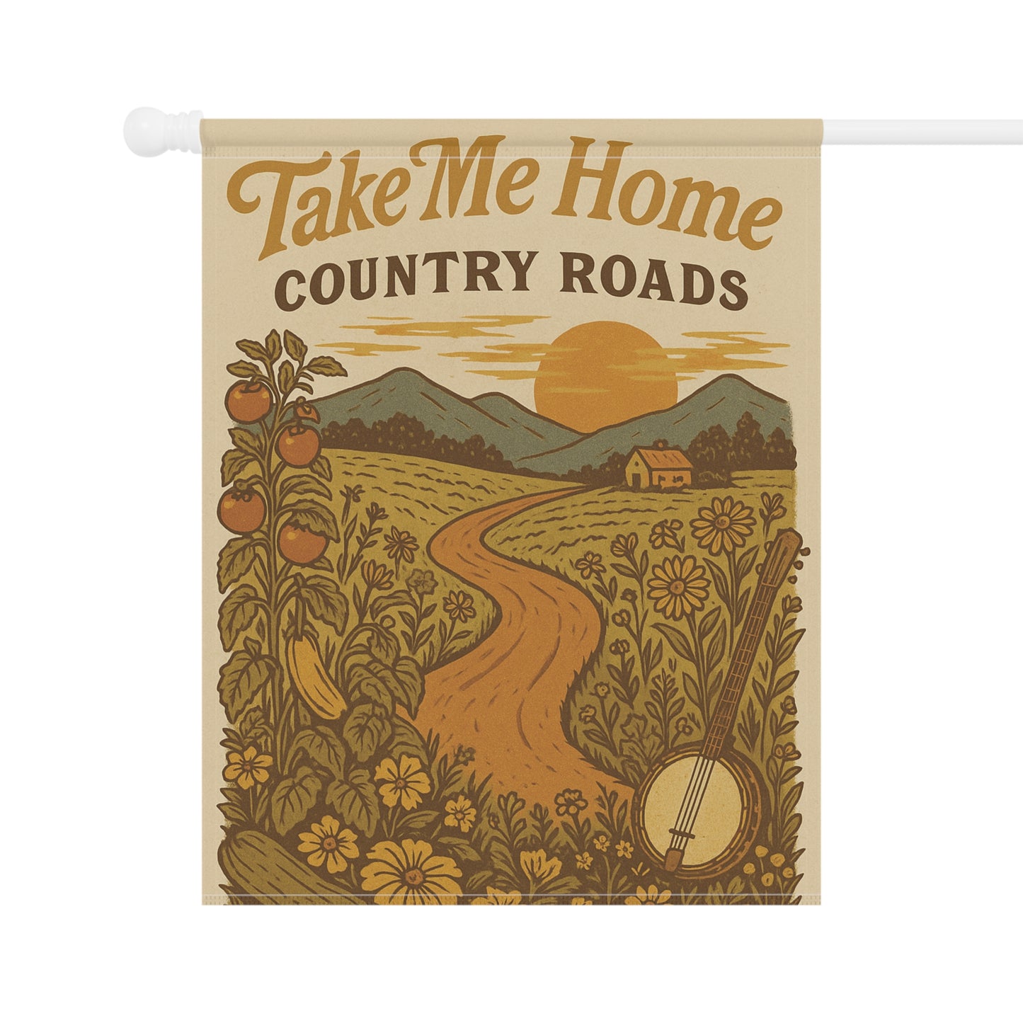 Take Me Home Country Roads Garden Flag, Rustic West Virginia Outdoor Decor, Appalachian Yard Flag, Country Music Inspired Banner