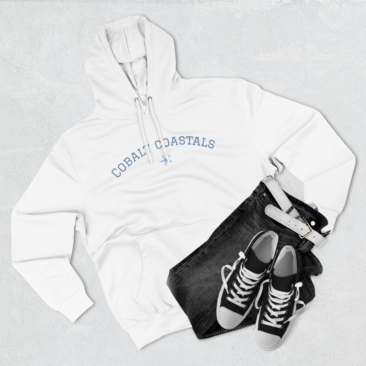 Cozy Cobalt Coastals Hoodie - Comfortable Fleece Pullover for Relaxation, Perfect Gift, Casual Wear, Holiday Style, Fashion Layering