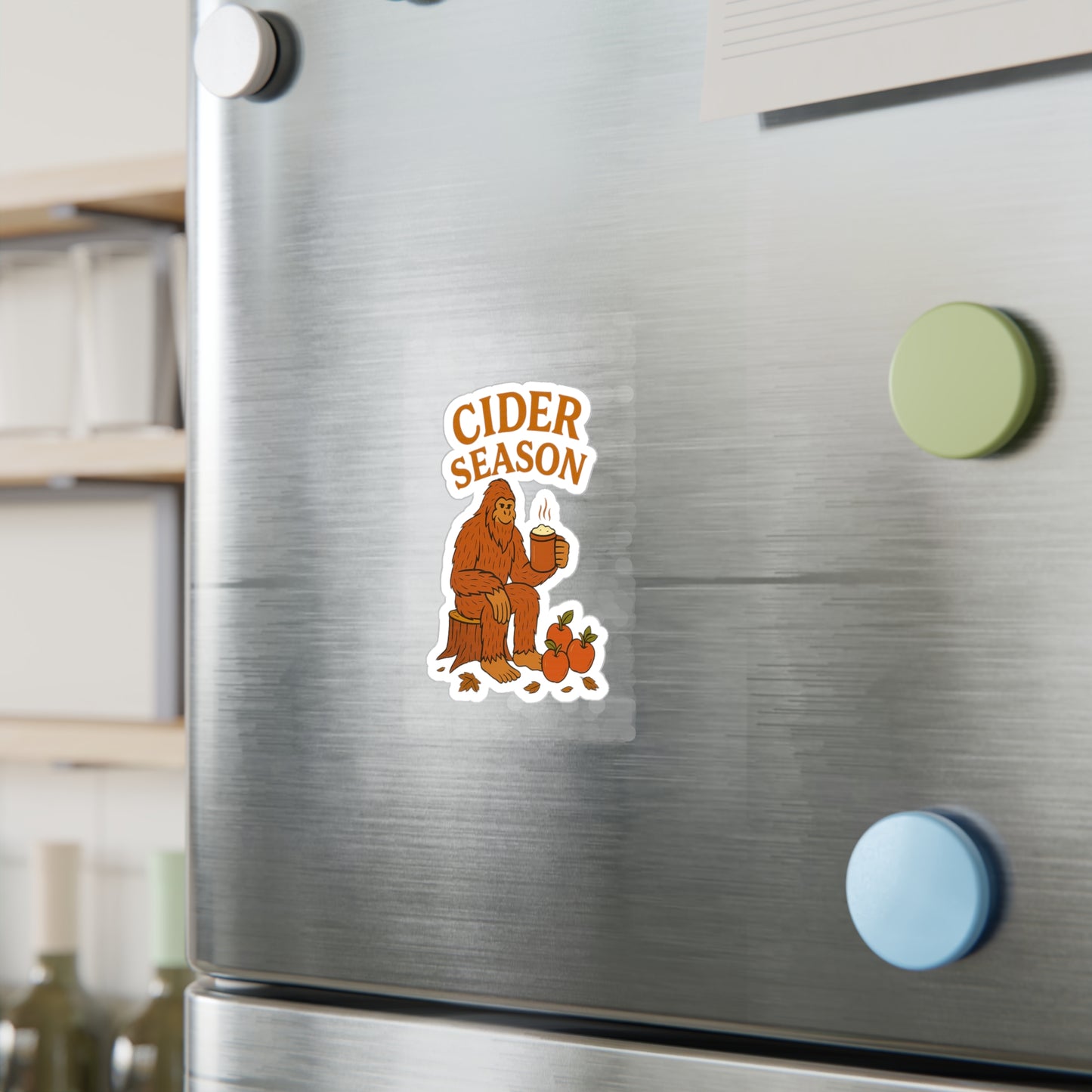 Cider Season Big Foot Sticker – Sasquatch Yeti Cryptid Vinyl Decal