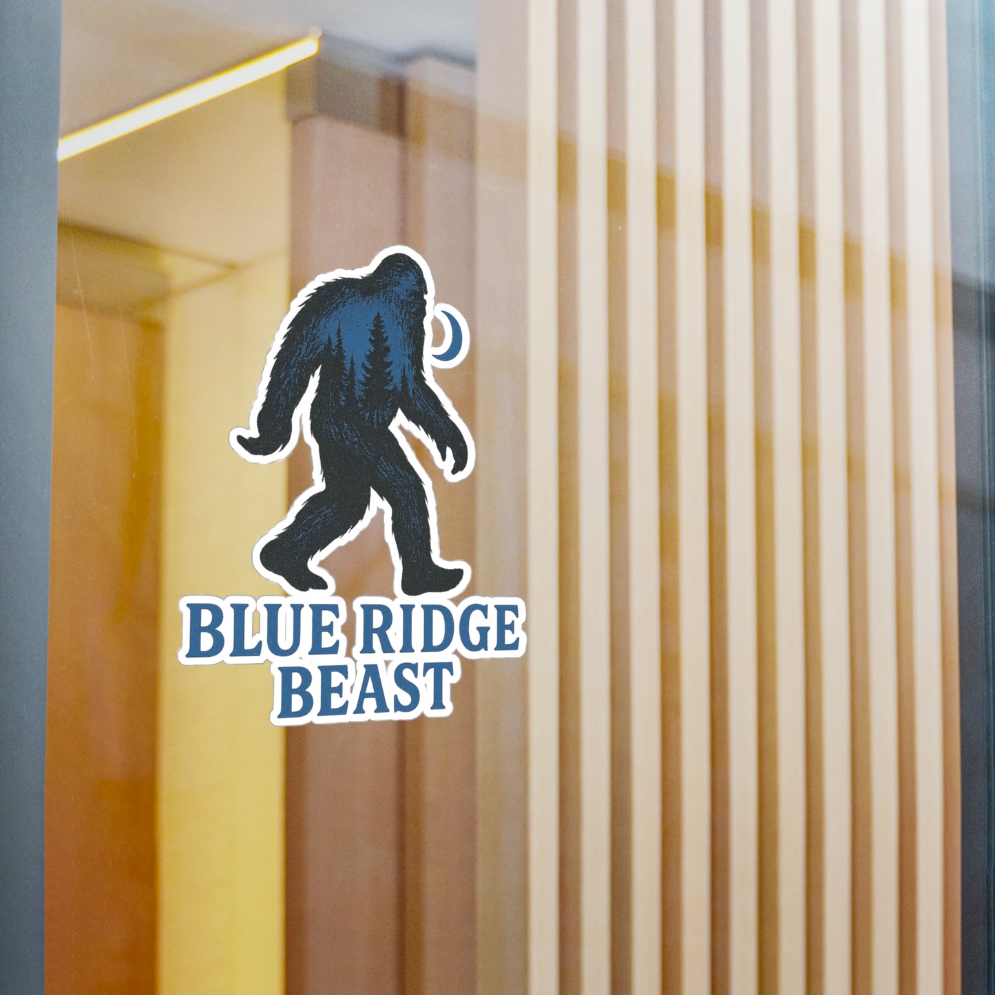 Bigfoot-Themed Kiss-Cut Vinyl Decals, Blue Ridge Beast Stickers for Laptop, Car, Wall Decor, Outdoor Adventure, Gift for Nature Lovers