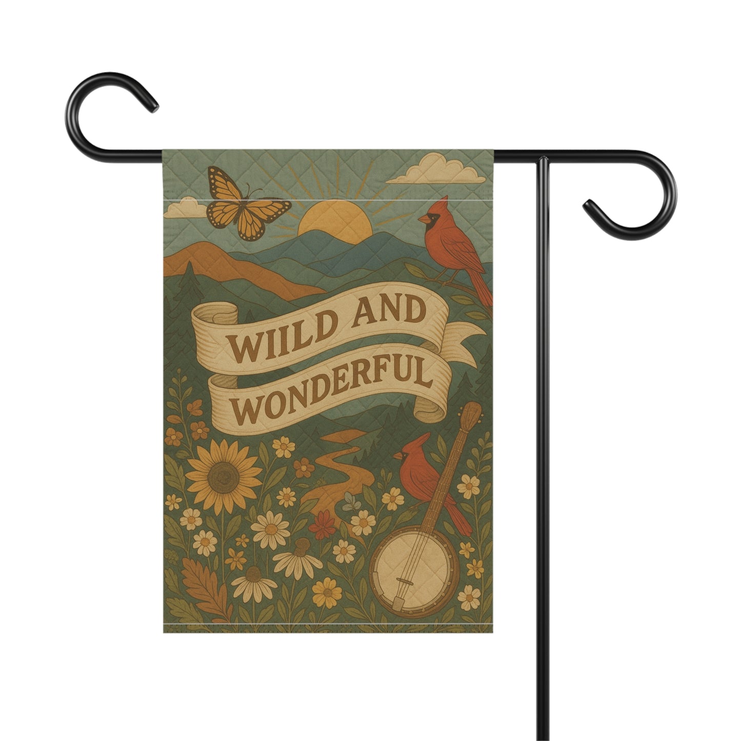 Wild and Wonderful Garden Flag, Boho Outdoor Banner, Rustic Home Decor, Nature Lover Gift, Spring/Summer Decoration, Garden Art