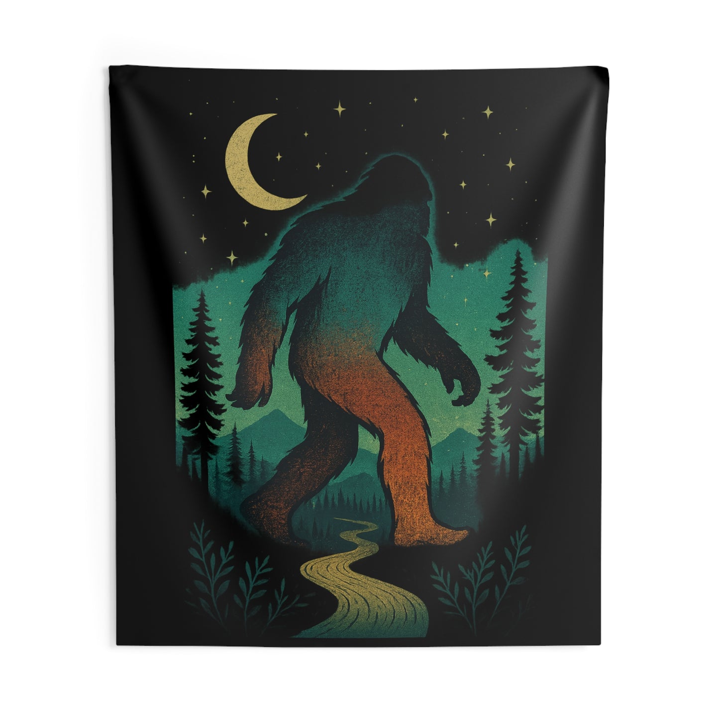 Midnight Forest Bigfoot Tapestry