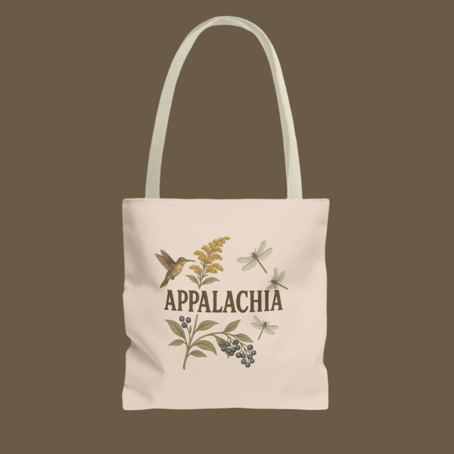 Appalachian Wildflowers Farmer's Market Tote Bag, Floral Eco-Friendly Shopping Bag, Hummingbird Reusable Grocery Bag, Nature Lover Gift,