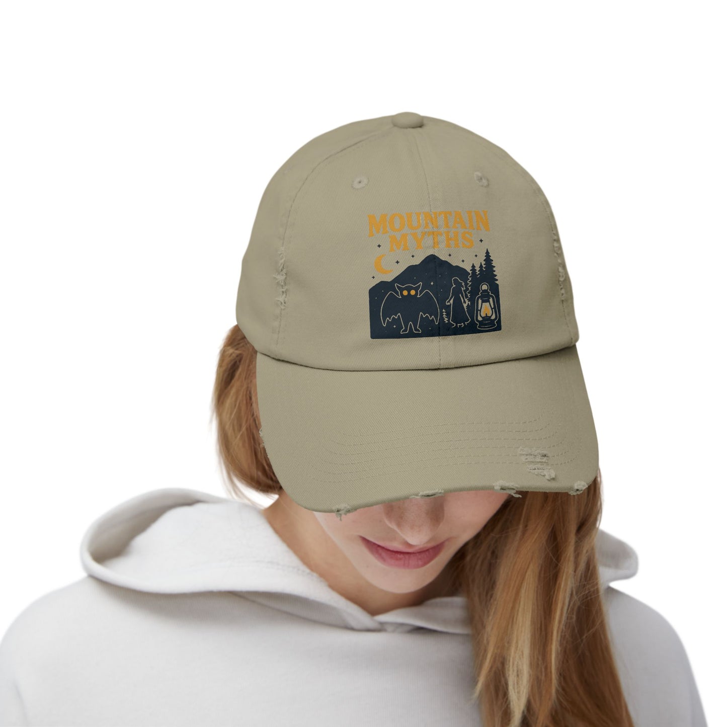 Vintage Appalachian Mountain Myths Distressed Cap, Baseball Hat, Unisex Gift, Outdoor Adventure Headwear, Retro Hiking Accessory