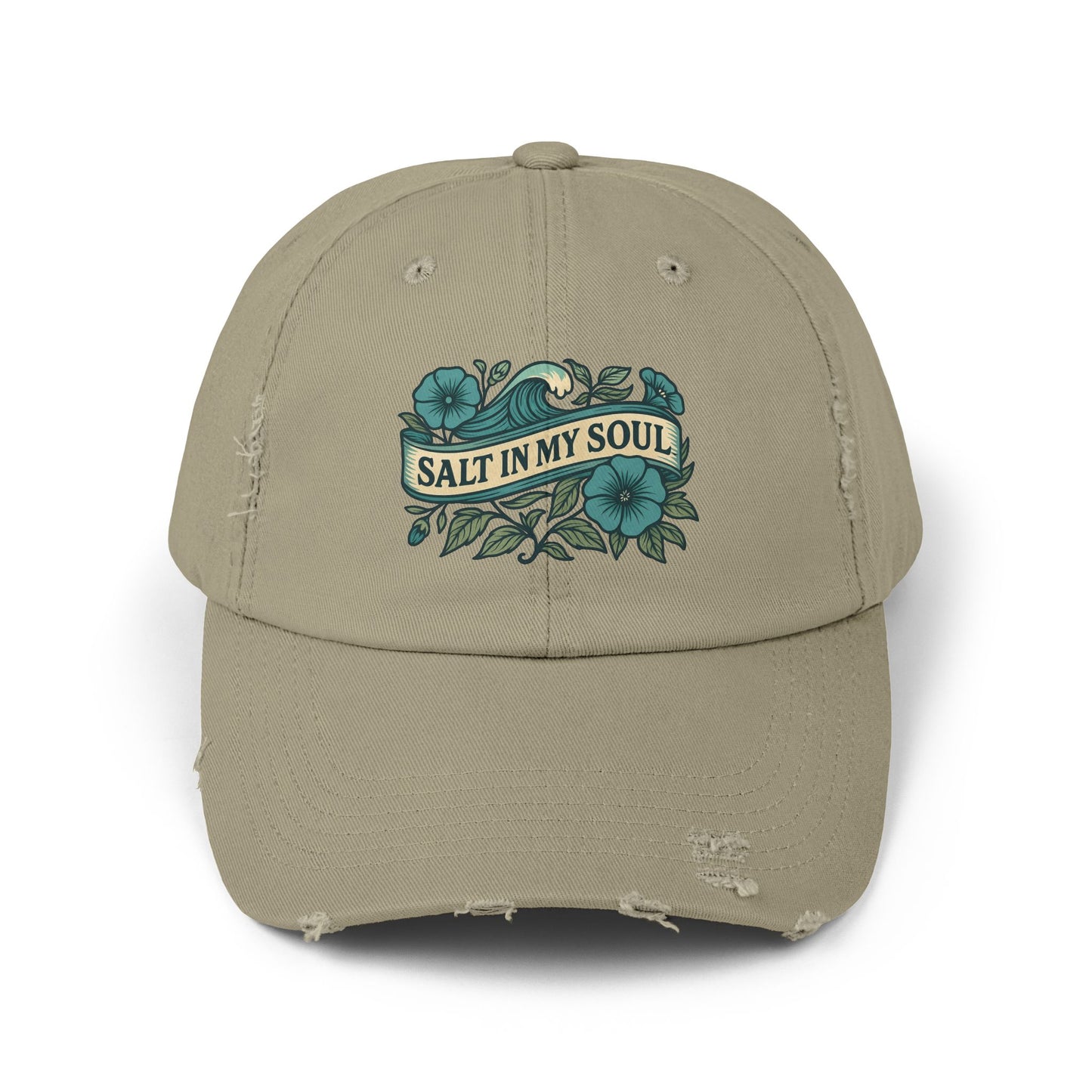 Distressed Cap, Vintage Hat, Beach Ball Cap, Retro Sun Hat, Salt in my Soul Cap, Driftwood Morning Glory Hat
