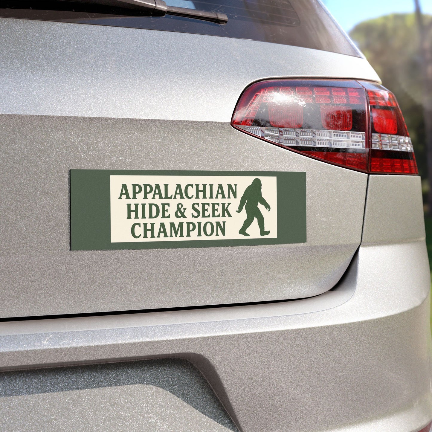 Appalachian Hide & Seek Champion Car Magnets | Fun Outdoor Decor, Unique Gifts for Bigfoot Lovers, Home and Car Accessories