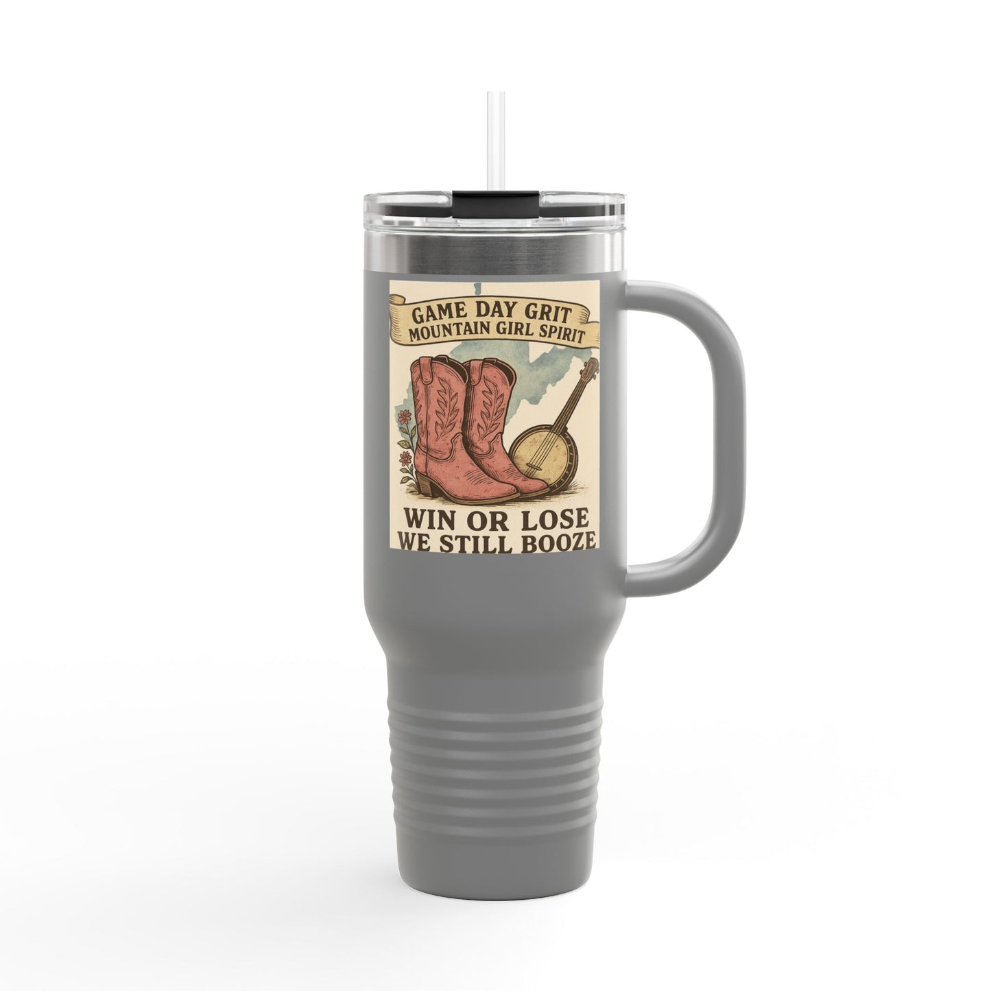 Mountaineer Game day Insulated Travel Mug, 40oz | Travel Coffee Cup, Custom Tumbler, WVU Lover Gift, Tailgating Hydration, Adventure