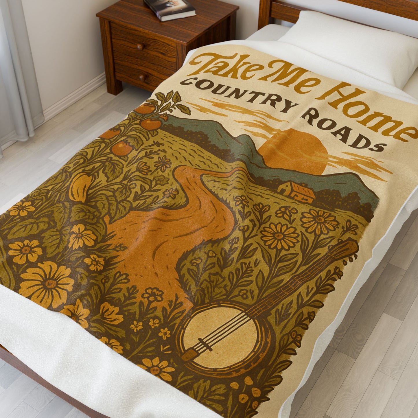 ποΈ Country Roads Plush Blanket β Cozy Gold-Toned Country Comfort πΎπ§‘