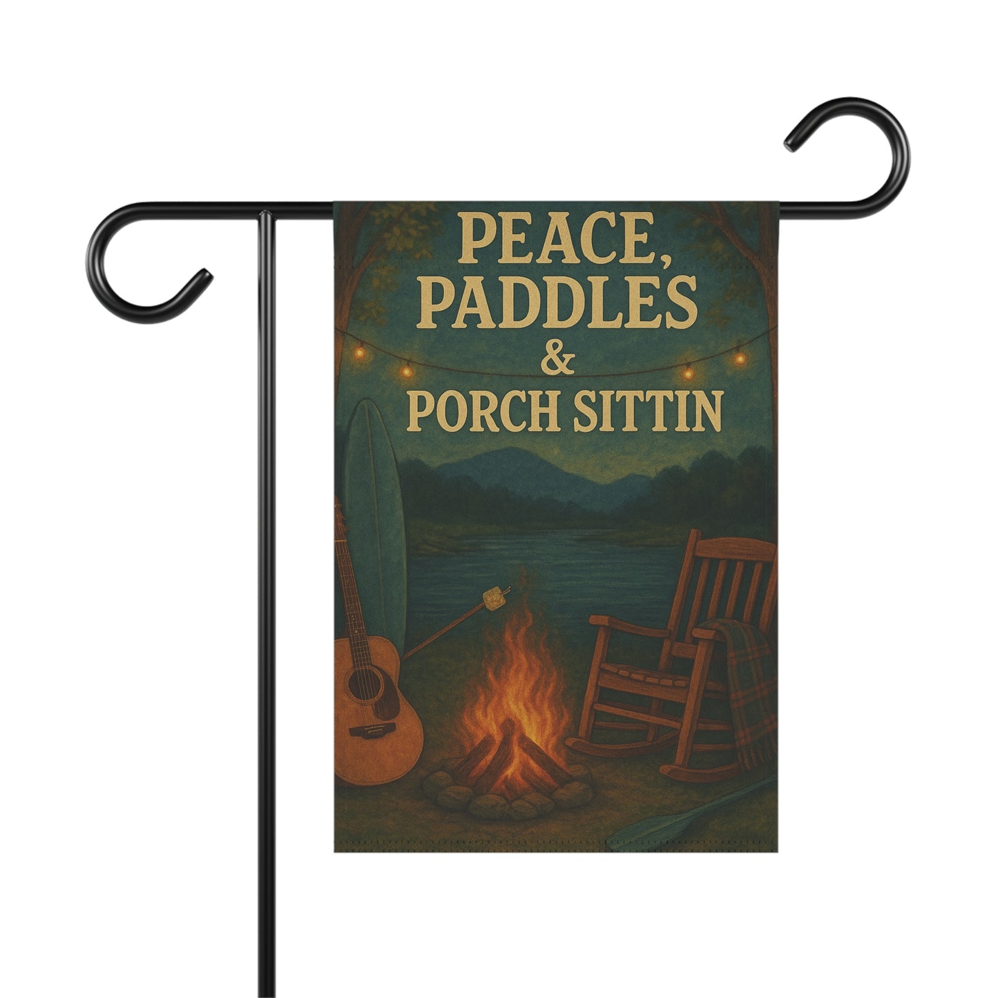 Cozy Outdoor Banner, Peace & Paddles Garden Flag, Porch Decor, Camping Vibes, Summer Gatherings, Lakeside Retreat