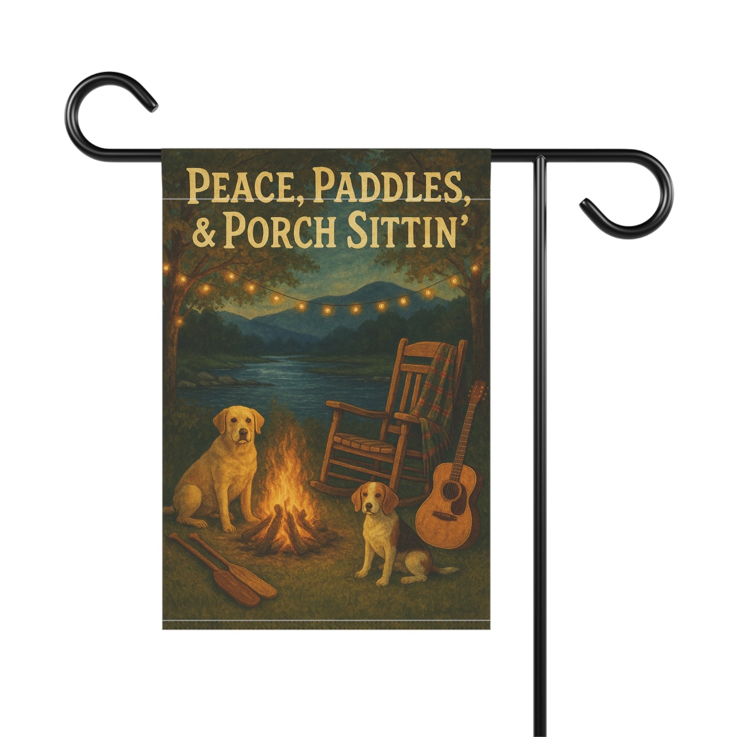 Cozy Garden Banner, Outdoor Decor, Porch Welcome Flag, Campfire Vibes, Dog Lover Gift, Summer Decor