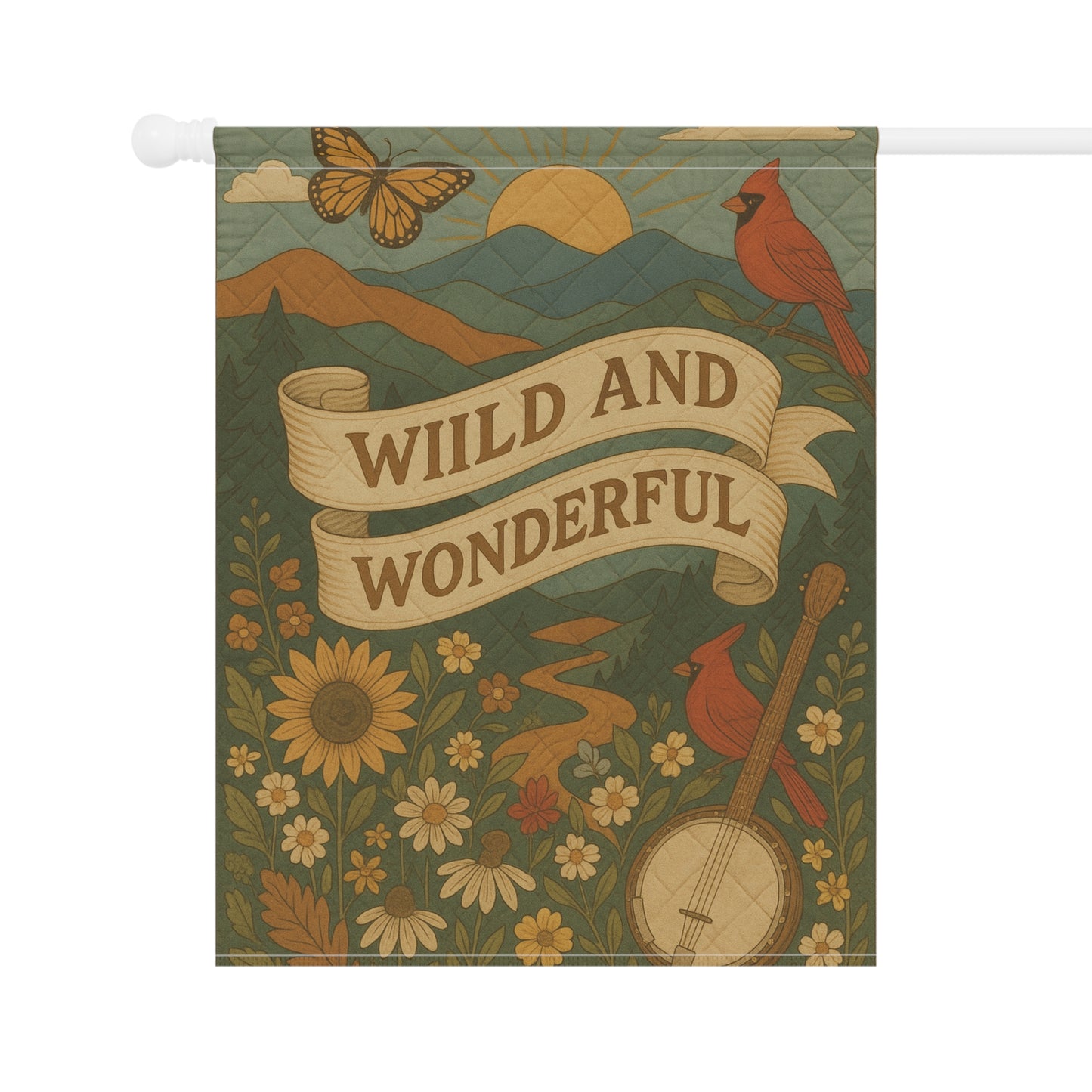 Wild and Wonderful Garden Flag, Boho Outdoor Banner, Rustic Home Decor, Nature Lover Gift, Spring/Summer Decoration, Garden Art