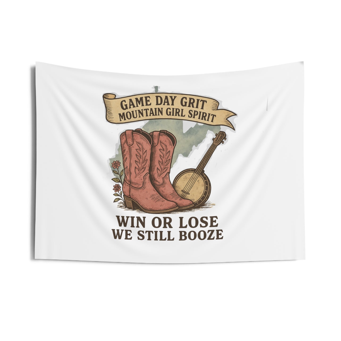 West Virginia dorm/wall Tapestry, Fun Wall Decor for Home, Gift for Country Music Lovers, Bohemian Room Accent, Dorm Decor