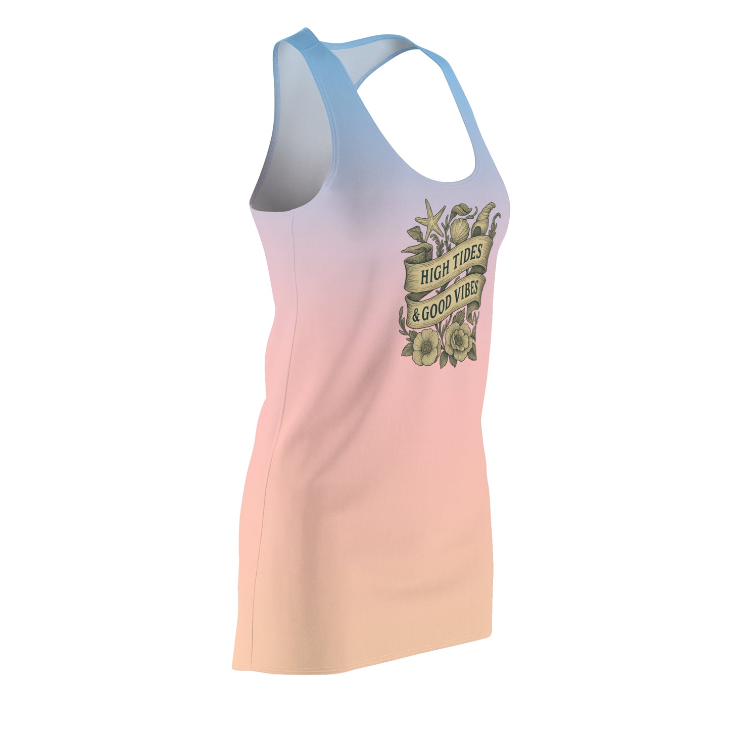 High Tides & Good Vibes Women's Racerback Dress, Summer Dress, Beachwear, Vacation Outfit, Casual Wear, Gift for Her