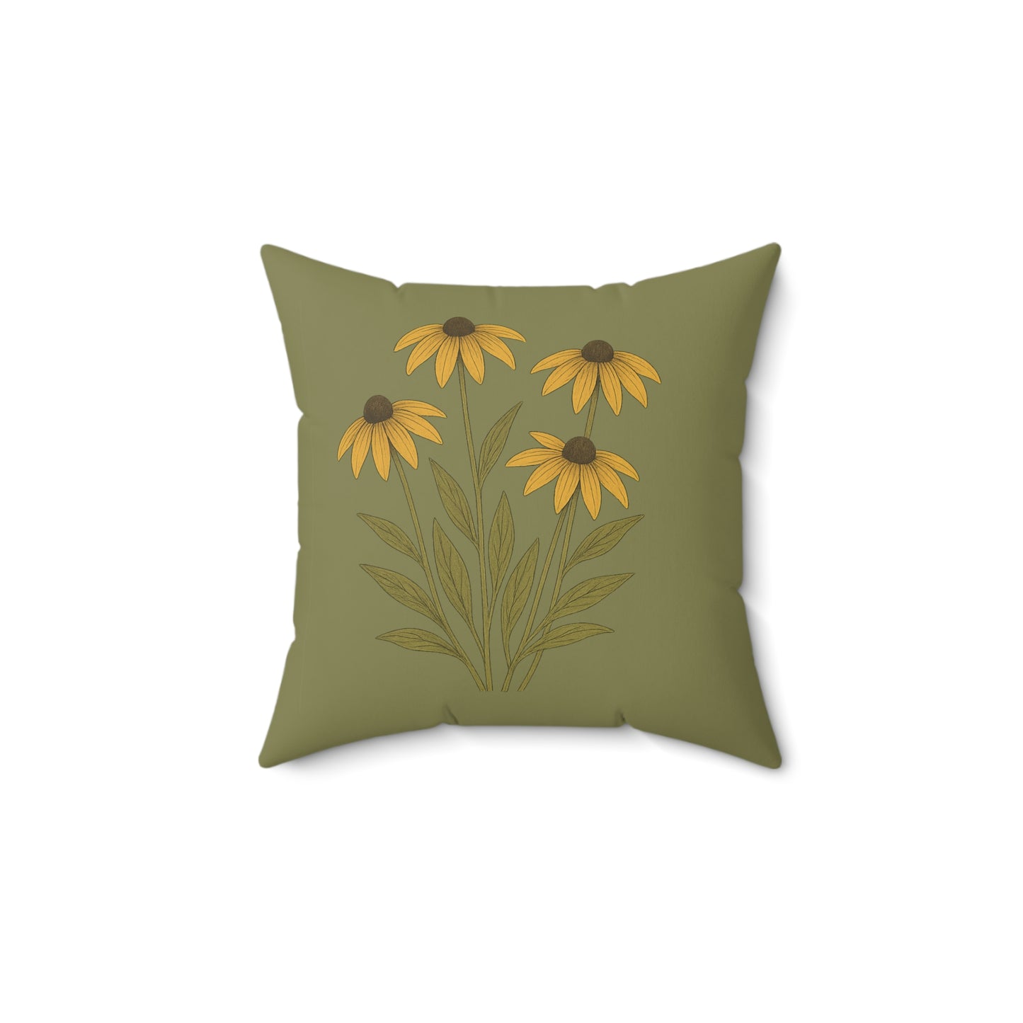 Wildflower Sage Square Pillow for Home Decor, Floral Accent Cushion, Decorative Throw Pillow Set, Red and White Flowers, Spun Polyester