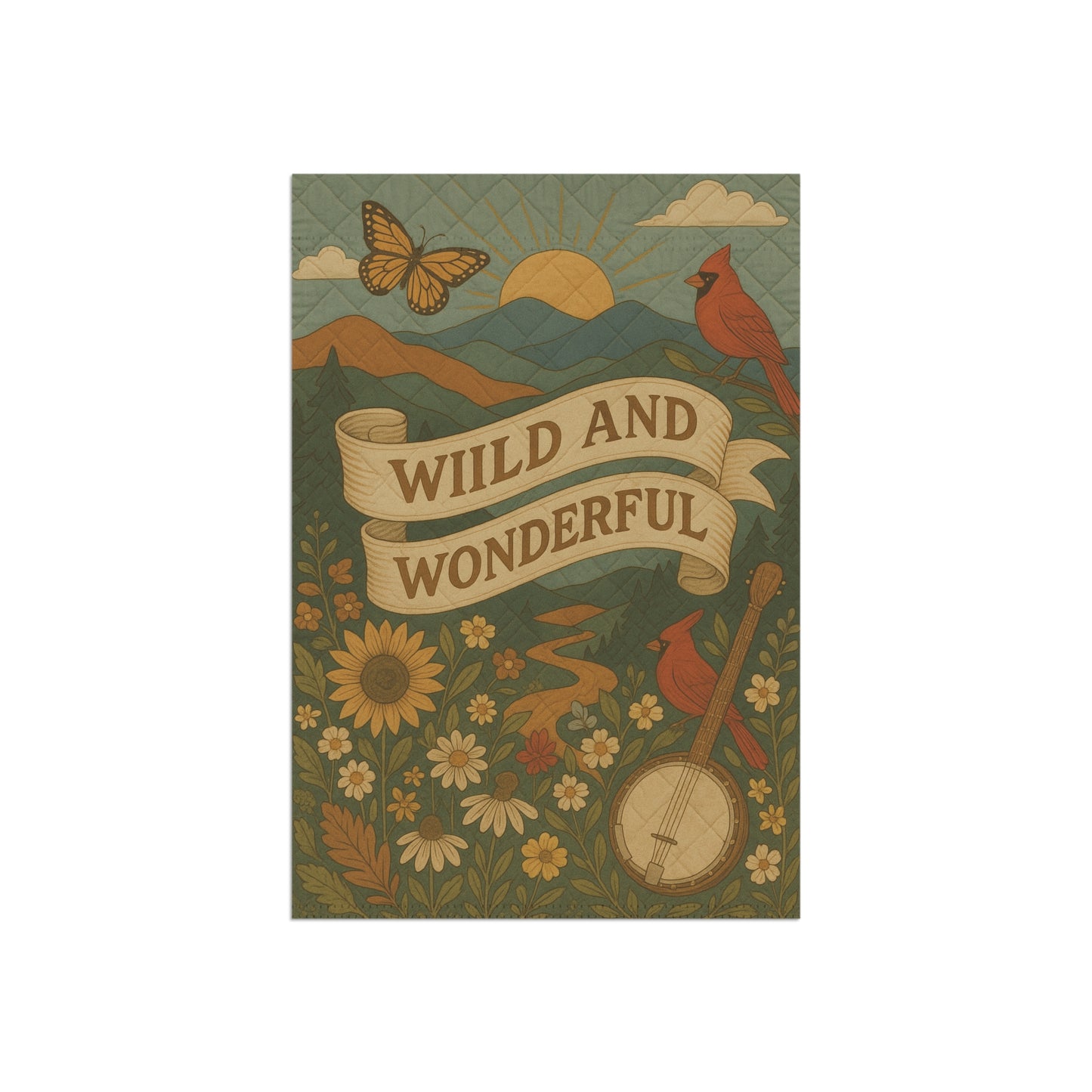 Wild and Wonderful Garden Flag, Boho Outdoor Banner, Rustic Home Decor, Nature Lover Gift, Spring/Summer Decoration, Garden Art