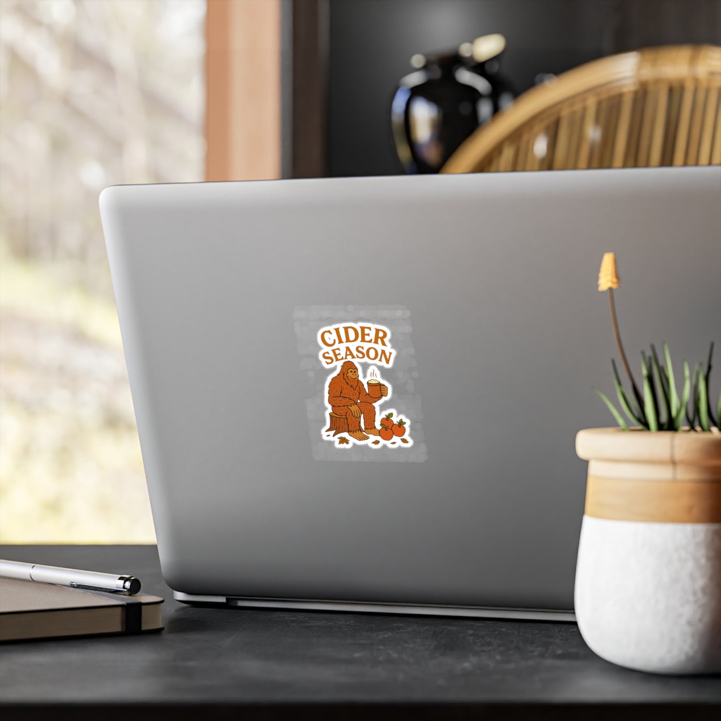 Cider Season Big Foot Sticker – Sasquatch Yeti Cryptid Vinyl Decal