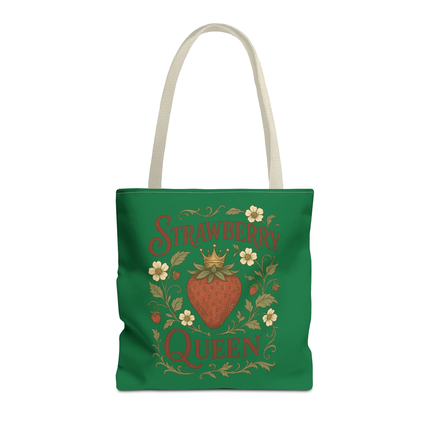 Strawberry Queen Tote Bag, Floral Reusable Shopping Bag, Eco-Friendly Gift, Summer Accessory, Farmer's Market Essential