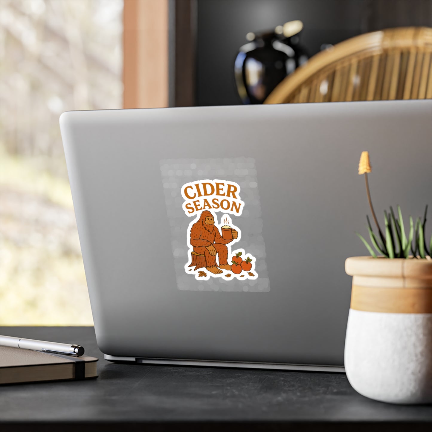 Cider Season Big Foot Sticker – Sasquatch Yeti Cryptid Vinyl Decal
