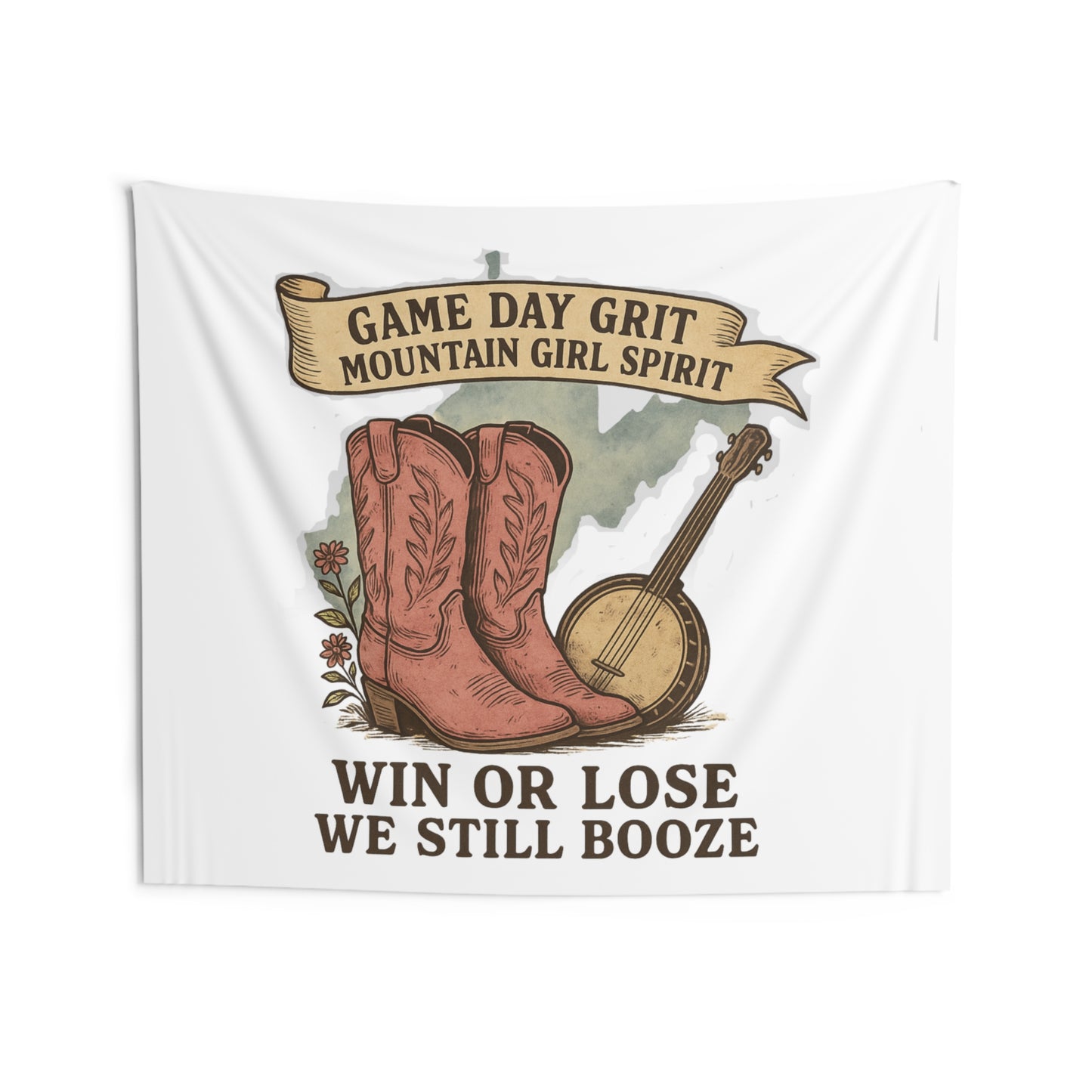 West Virginia dorm/wall Tapestry, Fun Wall Decor for Home, Gift for Country Music Lovers, Bohemian Room Accent, Dorm Decor
