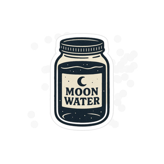 Moon Water Die-Cut Transparent Outdoor Sticker, Aesthetic Vinyl Decal for Water Bottles, Laptops, Cars & Journals, Boho Sticker