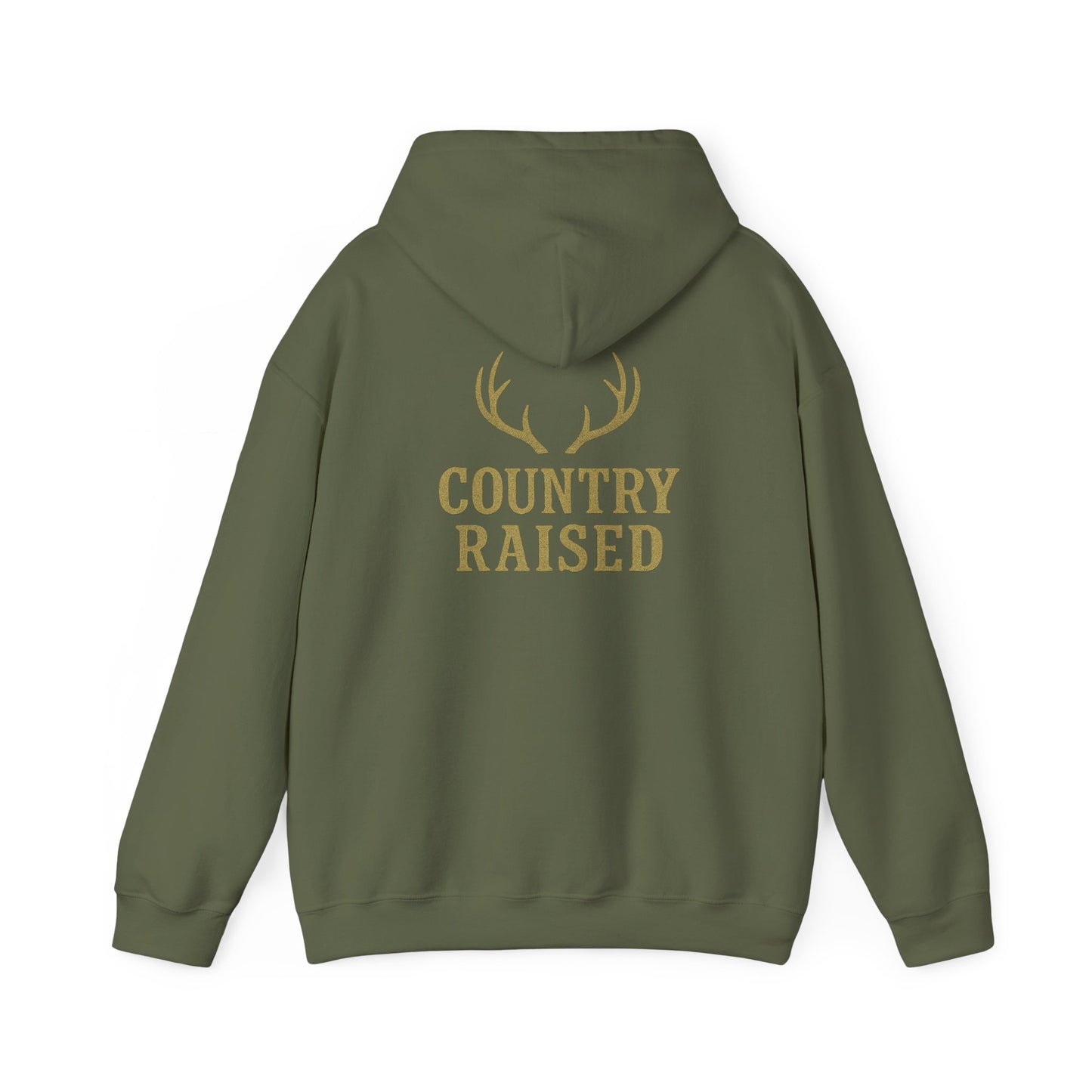 Country Raised deer antler Hoodie, Outdoor Wildlife Animal Ranch Farm Life Gift, Camouflage Hunting Apparel, Nature Lover Cabin Wear, Rural