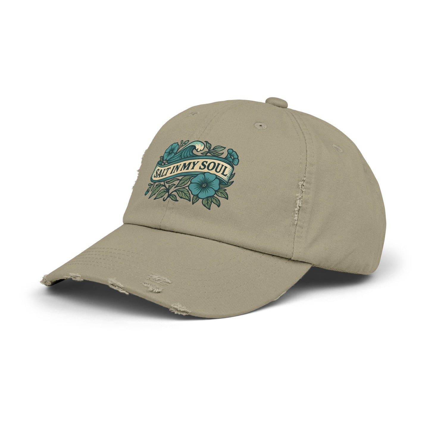 Distressed Cap, Vintage Hat, Beach Ball Cap, Retro Sun Hat, Salt in my Soul Cap, Driftwood Morning Glory Hat