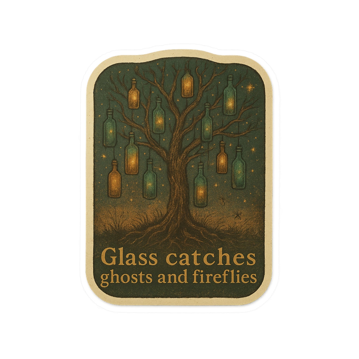 Whimsical Ghost & Firefly Vinyl Decals, Aesthetic Window Stickers, Home Decor, Nature Lover Gifts, Unique Wall Art, Halloween Decor