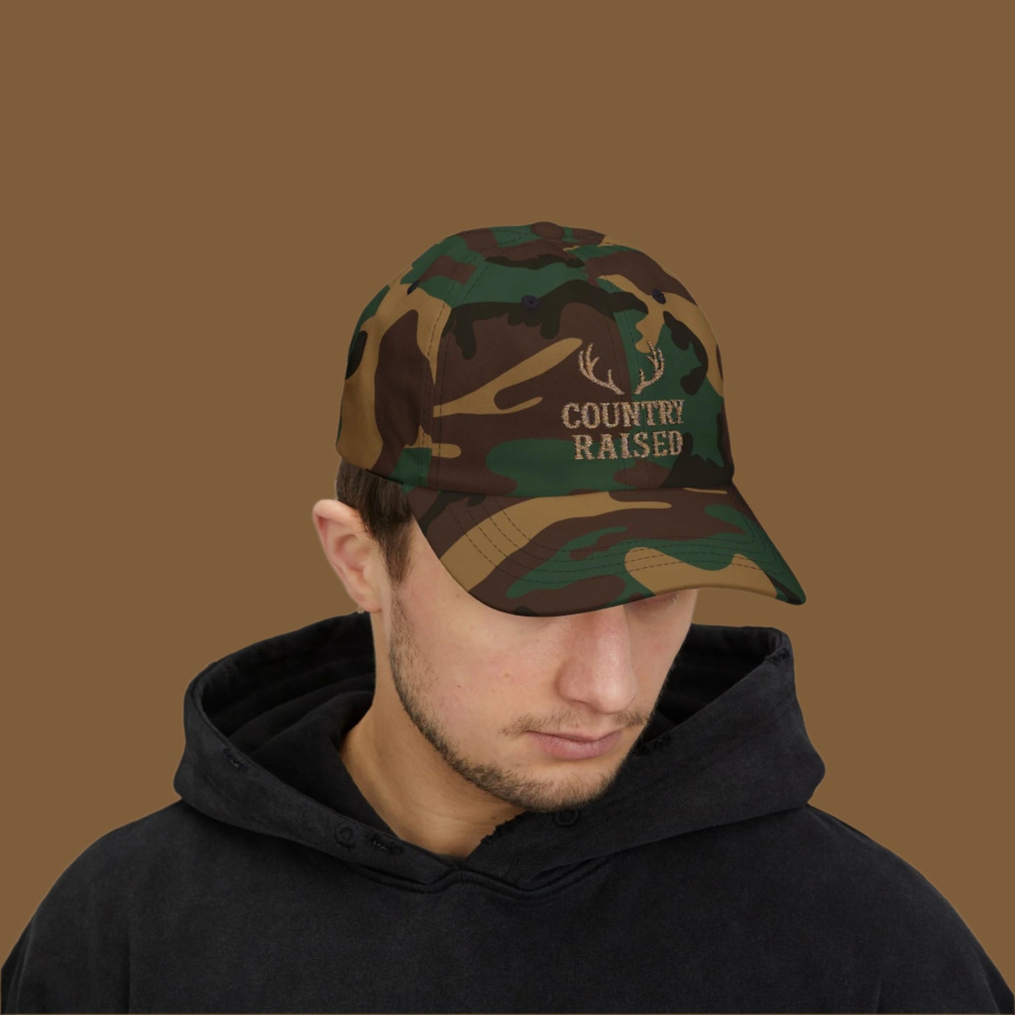 Camo Classic Dad Cap, Outdoor Style Hat, Country Raised Gift for Dads, Hunting Cap, Casual Everyday Wear, Father's Day Gift