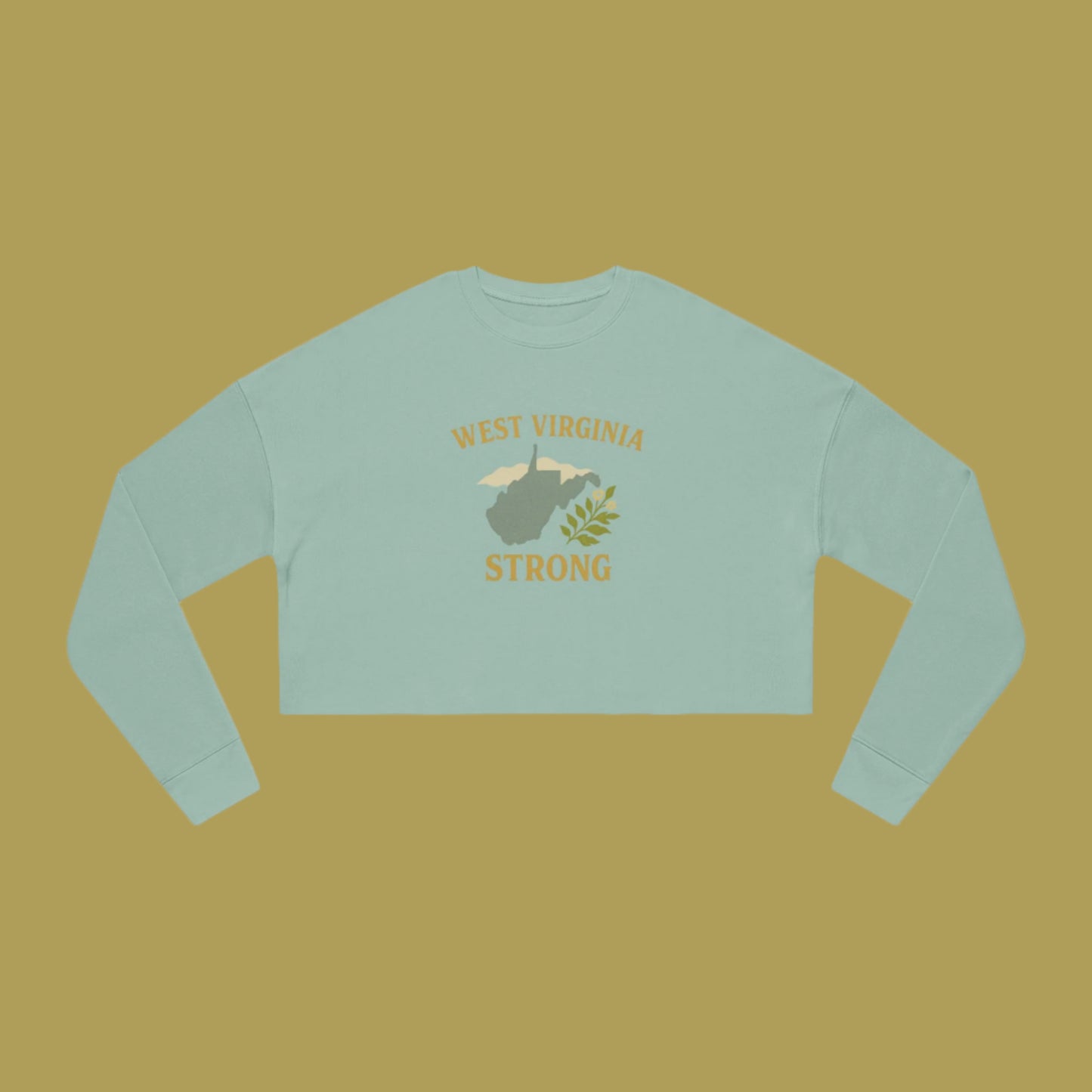 West Virginia Mountain Strong Retro Folk Cropped Sweatshirt, Vintage Women's WV Pullover, Boho Chic Graphic Top, Mountain Lover Gift, WV