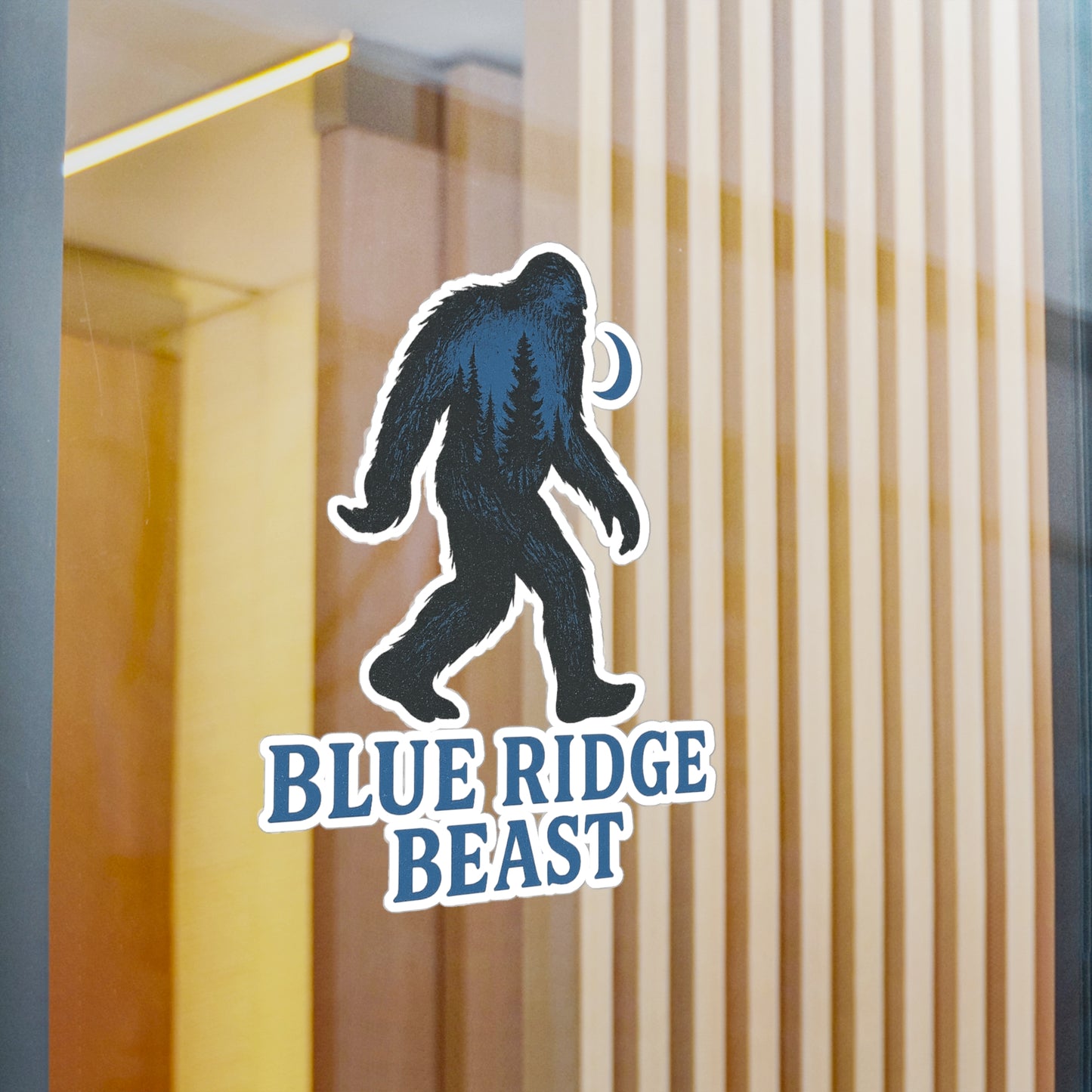 Bigfoot-Themed Kiss-Cut Vinyl Decals, Blue Ridge Beast Stickers for Laptop, Car, Wall Decor, Outdoor Adventure, Gift for Nature Lovers