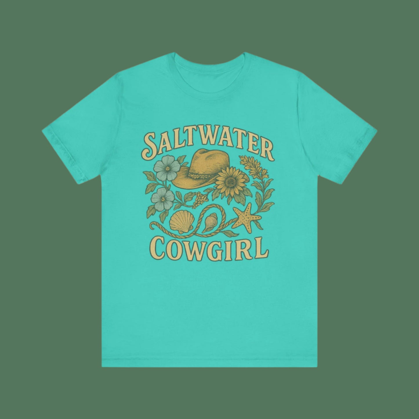Saltwater Cowgirl Oversized faded beach Tee
