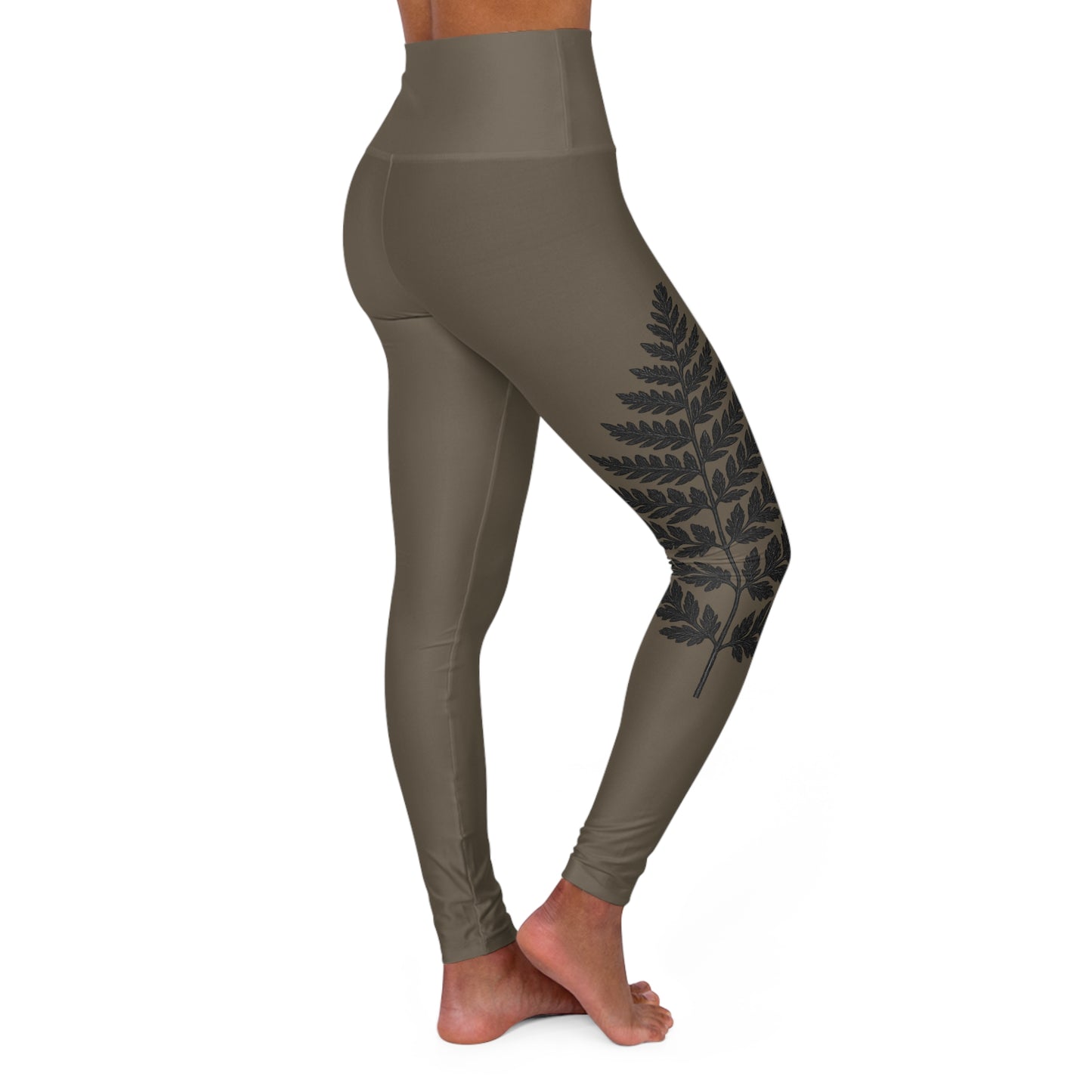 Wild Waters Taupe Fern Yoga Leggings – Nature-Inspired High-Waisted Activewear