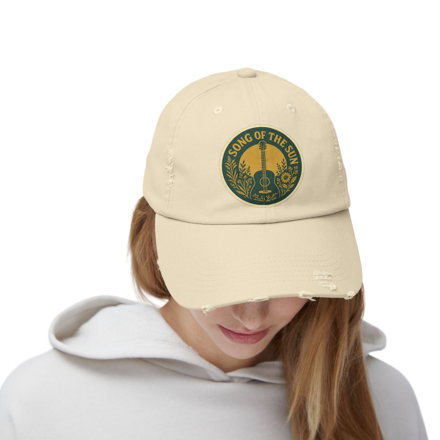 Distressed Cap, Vintage Hat for Summer Concerts, Unisex Headwear, Sun Collection Baseball Cap, Retro Distressed Cap for Men and Women