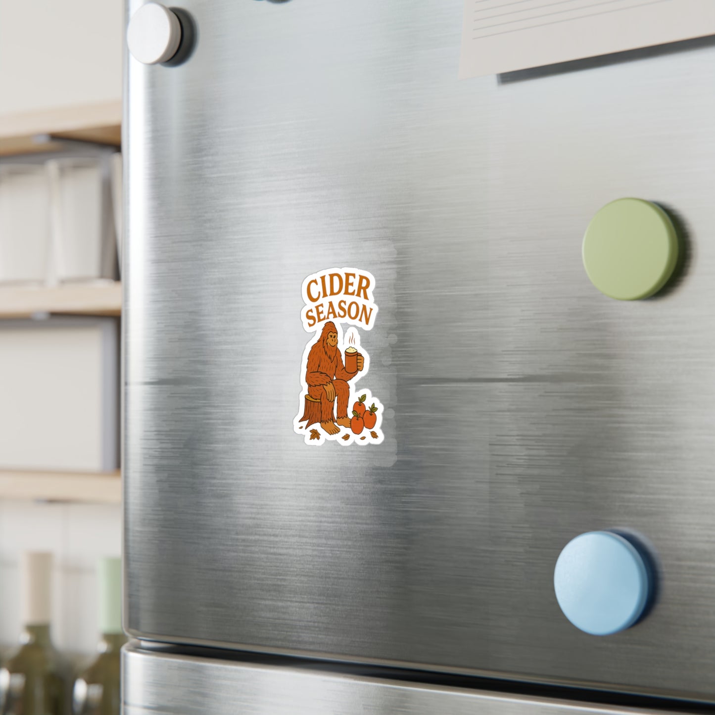 Cider Season Big Foot Sticker – Sasquatch Yeti Cryptid Vinyl Decal