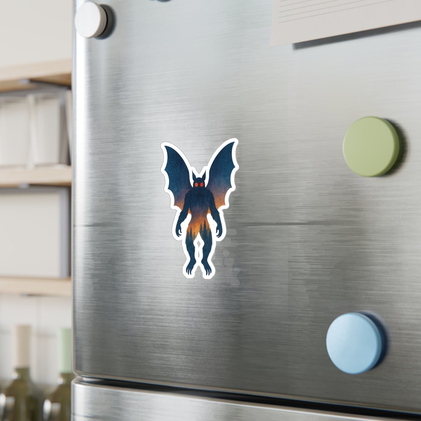Mothman in Twilight – Cryptid Forest Silhouette Sticker