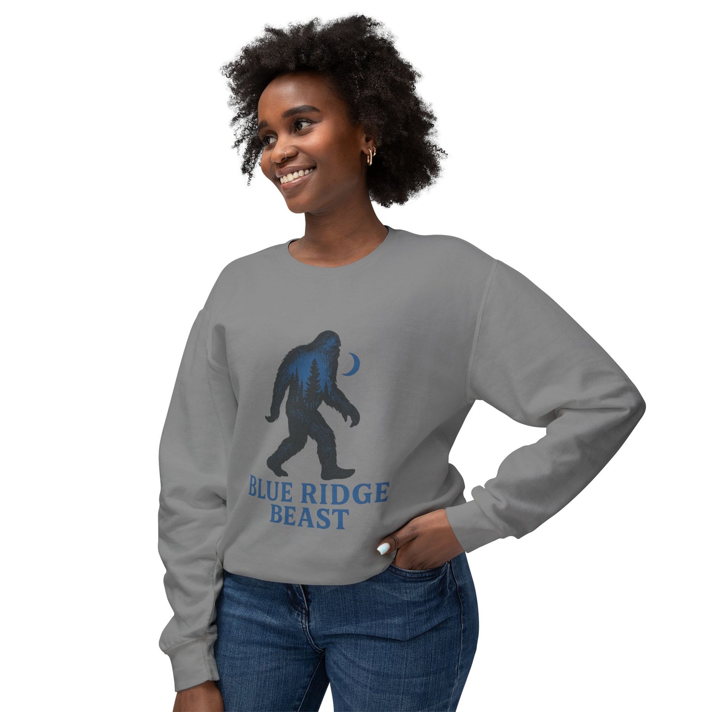 Blue Ridge Big foot Sweatshirt, Cozy Crewneck for Nature Lovers, Gift for Adventurers, Sasquatch Pullover for Outdoor Enthusiasts