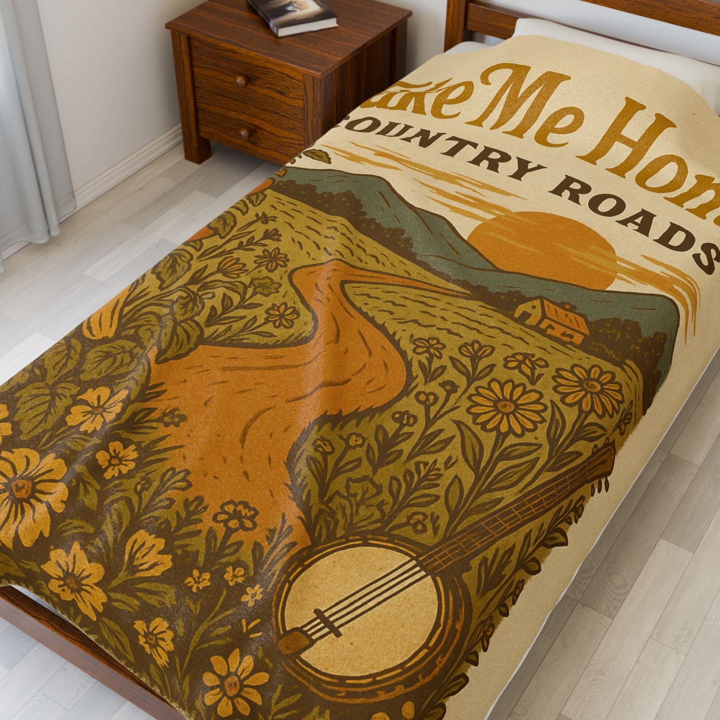 ποΈ Country Roads Plush Blanket β Cozy Gold-Toned Country Comfort πΎπ§‘