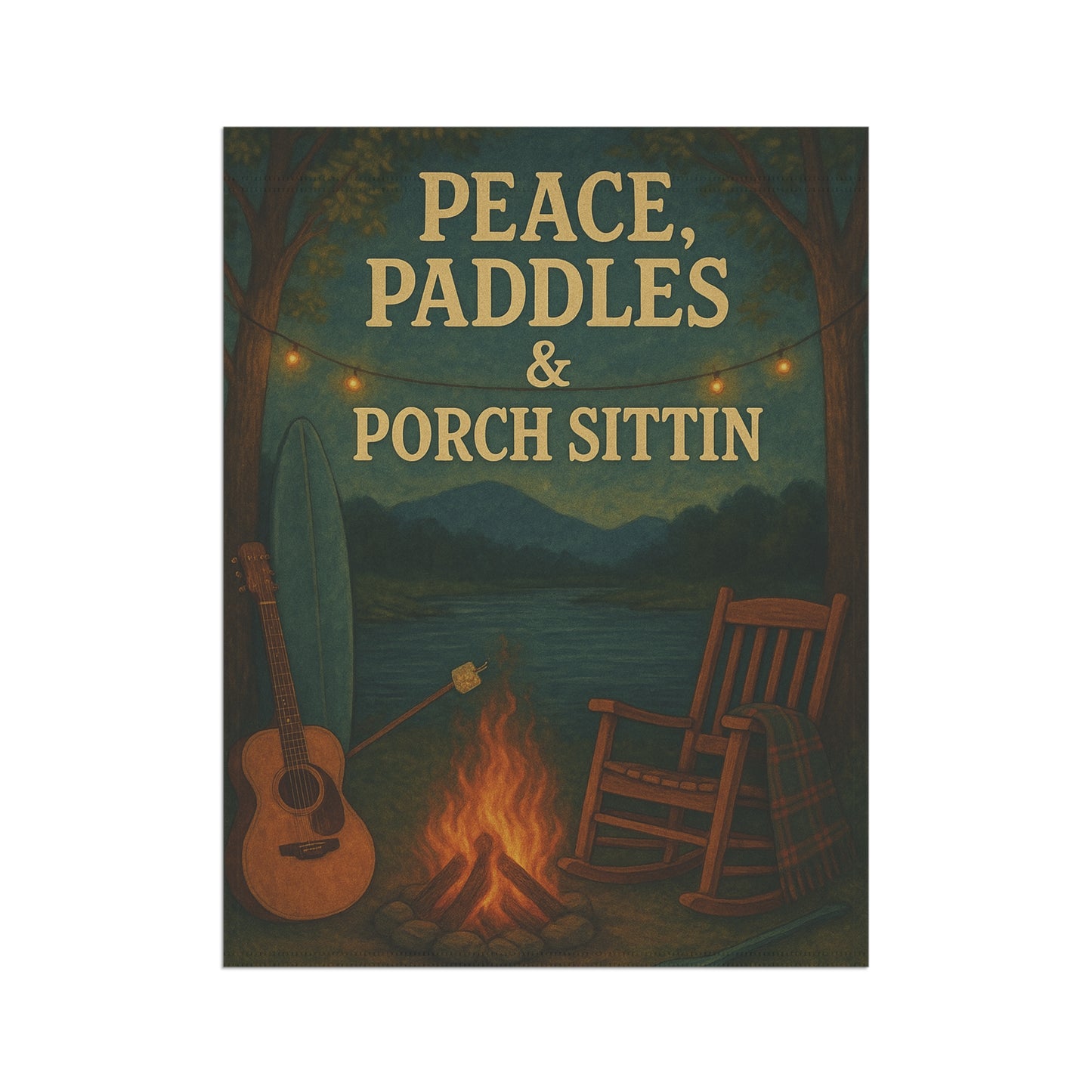 Cozy Outdoor Banner, Peace & Paddles Garden Flag, Porch Decor, Camping Vibes, Summer Gatherings, Lakeside Retreat